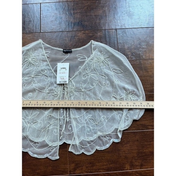 Vintge Y2K New Kenneth Cole Sheer Beaded Tie Front Cardigan Shawl One Size - Picture 5 of 7